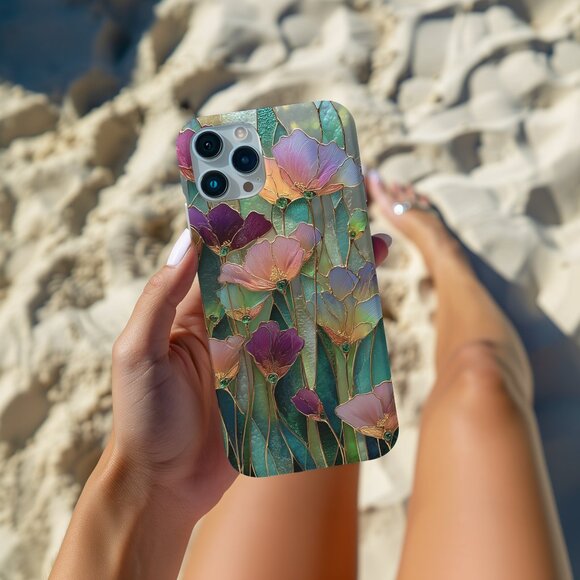Floral Stained Glass Luxe IPhone 16,15,14,13 (Pro Max,Pro,Plus) Phone Case - Picture 7 of 14